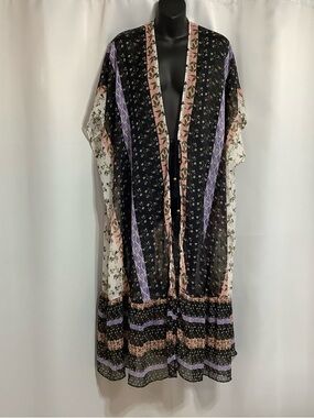 Steve Madden Floral Printed Duster Kimono Coverup Women’s OS